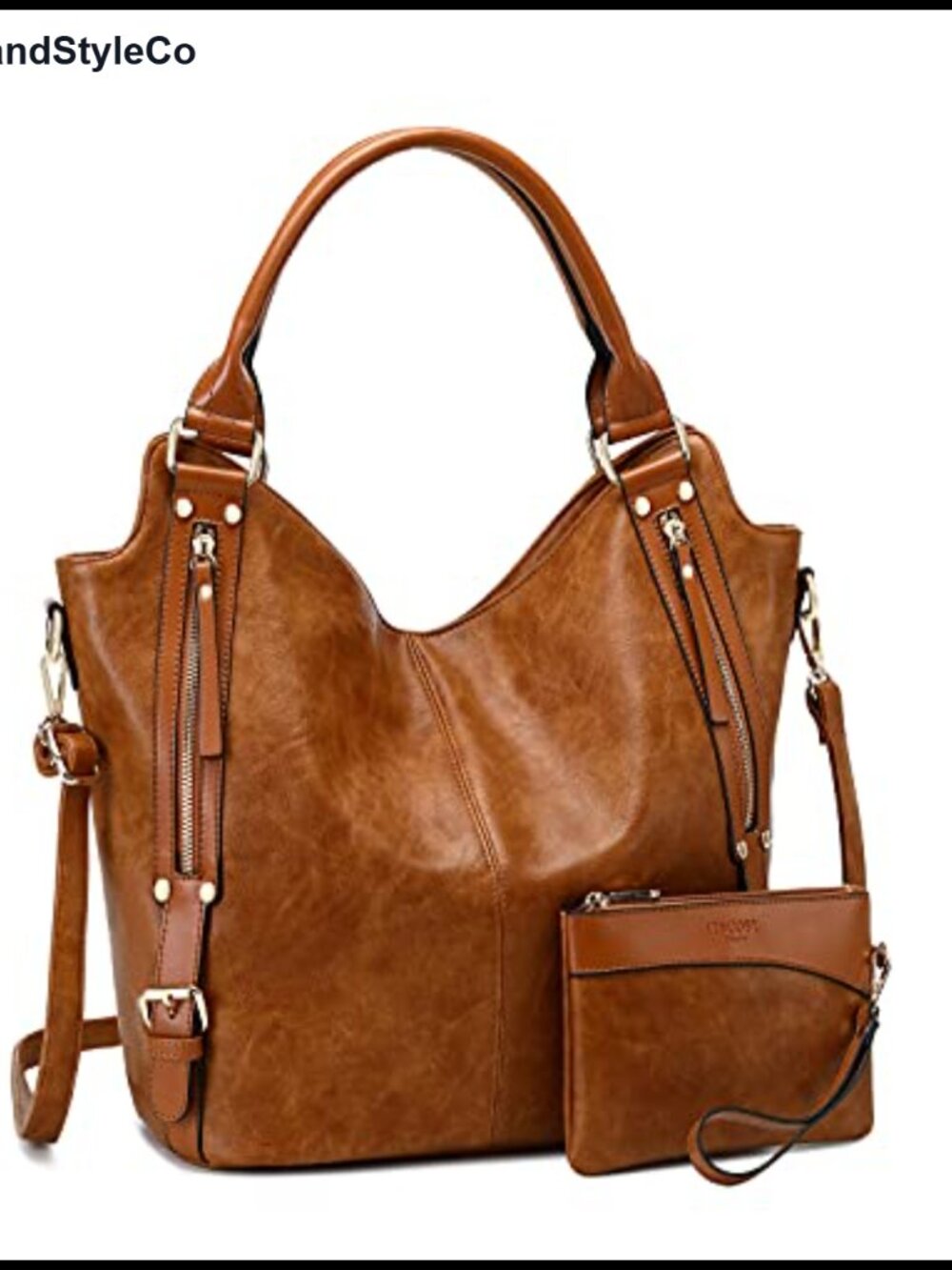 PU Leather Hobo Tote Bag with Adjustable Shoulder Strap